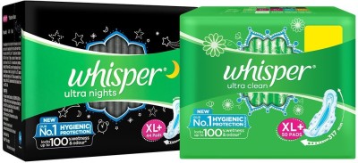 Whisper Ultra Clean 50s plus NightsXL 44s (Day and Night Pack) Sanitary Pad (Pack of 94)