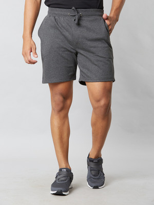 Pranera Solid Men Dark Grey Basic Shorts