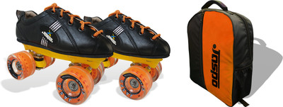 Jaspo Roadster Quad Roller Blade Shoe Skates Quad Roller Skates - Size 7 UK(Black)