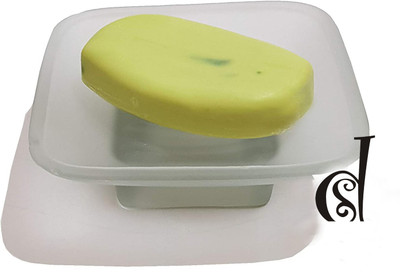 DESHILP OVERSEAS India Soap Dish for Washroom Or Kitchen, Simply Place Where Want, No Need to Screw/Fitting, Made by Glass (4.5 Inch) (White)(FROSTED)