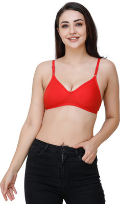 Docare Moulded Women T-Shirt Non Padded Bra(Red)