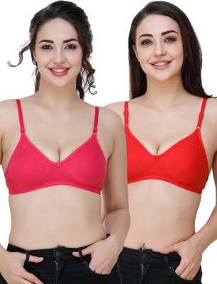 Docare Moulded Women T-Shirt Non Padded Bra(Pink, Red)