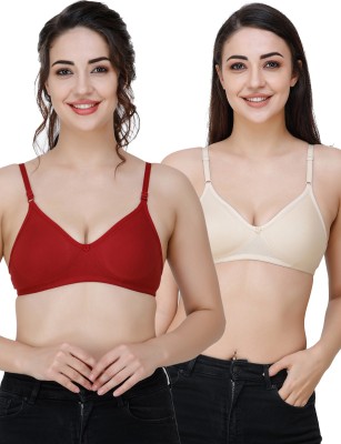 Docare Moulded Women T-Shirt Non Padded Bra(Maroon, Beige)