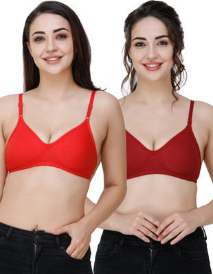 Docare Moulded Women T-Shirt Non Padded Bra(Red, Maroon)