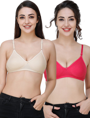 Docare Moulded Women T-Shirt Non Padded Bra(Beige, Pink)