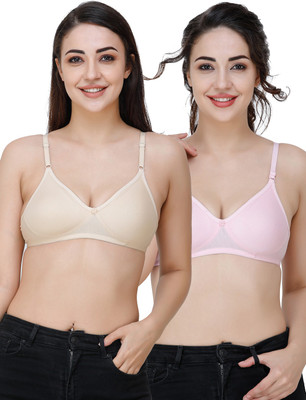 Docare Moulded Women T-Shirt Non Padded Bra(Beige, Pink)