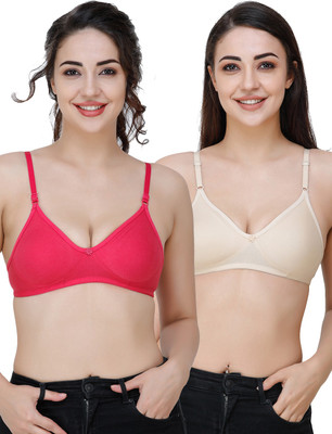Docare Moulded Women T-Shirt Non Padded Bra(Pink, Beige)
