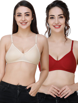 Docare Moulded Women T-Shirt Non Padded Bra(Beige, Maroon)
