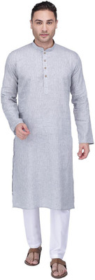 Rajubhai Hargovindas Men Solid Straight Kurta(Grey)