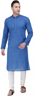 Rajubhai Hargovindas Men Printed Straight Kurta(Blue)