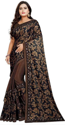 DHEEMAHI ENTERPRISE Woven Bollywood Silk Blend, Lycra Blend Saree(Brown)