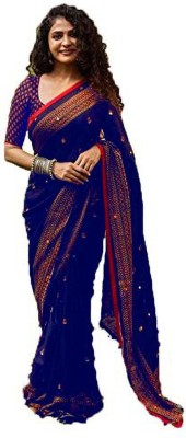 Bhuwal Fashion Embellished Bollywood Cotton Jute Saree(Blue)