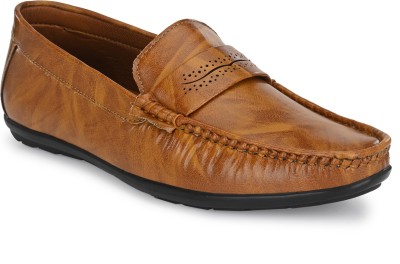 Prolific Textured Semi Formals Loafers For Men(Tan , 7)