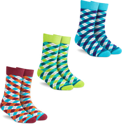 Dynamocks Men & Women Printed Mid-Calf/Crew(Pack of 3)