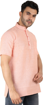 Latest Chikan Men Self Design Straight Kurta(Orange)