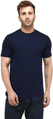 FALCOFIT Solid Men Round Neck Dark Blue T-Shirt