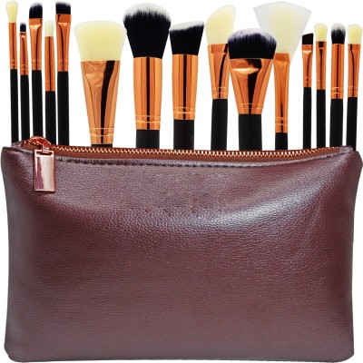 adbeni Makeup Brush Set With PU Leather Wallet, (WMKPB101)(Pack of 15)