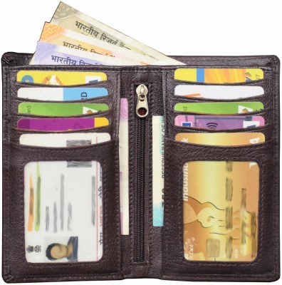 ABYS Men Brown Genuine Leather Wallet(11 Card Slots)