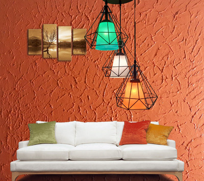 PR Prashant 3 Light Dimaond Shape Chandilers Chandelier Ceiling Lamp(Multicolor)