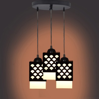 TrendyHouse Tre_Wooden_Small_Thali_Box16 Pendants Ceiling Lamp(Black)