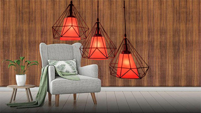 PR Prashant 3 Light Dimaond Shape Chandilers Chandelier Ceiling Lamp(Red)