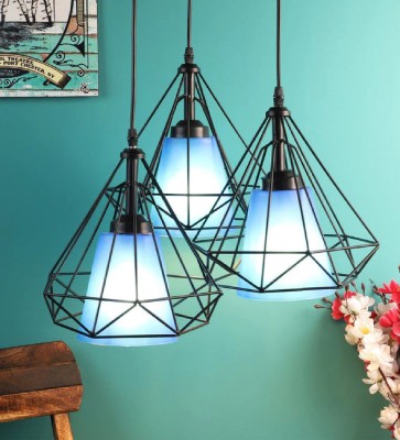 PR Prashant 3 Light Dimaond Shape Chandilers Chandelier Ceiling Lamp(Blue)