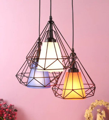 PR Prashant 3 Light Dimaond Shape Chandilers Chandelier Ceiling Lamp(Multicolor)