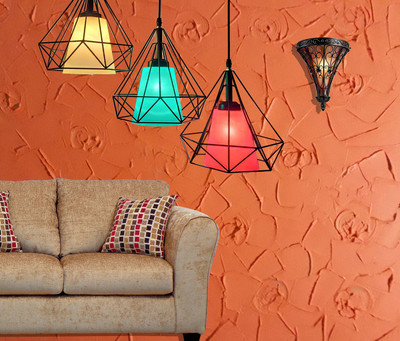 PR Prashant 3 Light Dimaond Shape Chandilers Chandelier Ceiling Lamp(Multicolor)