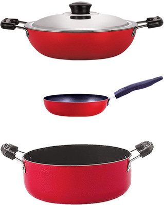 NIRLON DKD(B)_CVG_CS24 Non-Stick Coated Cookware Set(PTFE (Non-stick), Aluminium, 3 - Piece)