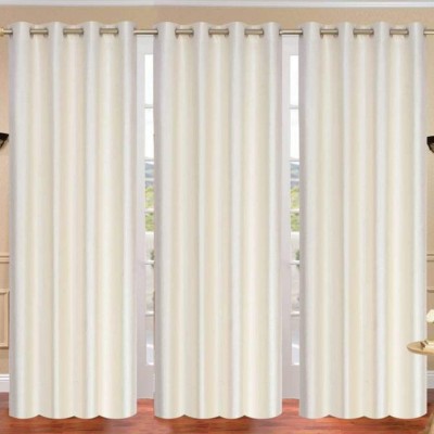 Divine Home Décor 152 cm (5 ft) Polyester Blackout Window Curtain (Pack Of 2)(Solid, Cream)