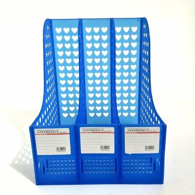 FLYLEAF 3 Compartments Plastic File Rack(Blue)