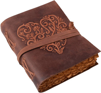 CRAFT CLUB Finished Embossed Leather Journal With Antique Paper Regular Journal Unruled 200 Pages(Brown)