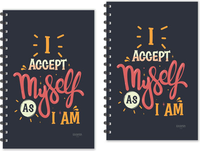 ESCAPER I accept myself As I am Motivational Quotes Diaries (Ruled - A5 Size - Pack of 2 Diaries), Inspirational Diaries A5 Diary Single Rule 160 Pages(Multicolor, Pack of 2)