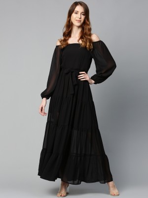 SASSAFRAS Women Maxi Black Dress