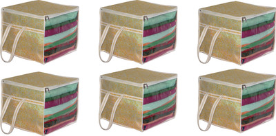 AARON INC AI_YB_006 L Saree Cover with handles and transparent front ,(Pack of 6), Yellow Flower AI_YB_006(Yellow)
