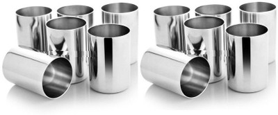 LIMETRO STEEL (Pack of 12) High Quality Stainless(G14) Glass Set Water/Juice Glass(350 ml, Steel, Steel)