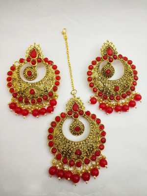 jatin imitation Metal Gold, Red Jewellery Set(Pack of 1)