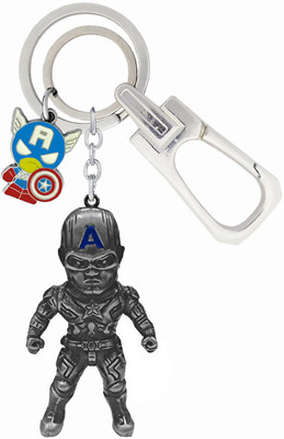 MGP FASHION High Quality Captain America Action Figure Avengers Grey Superhero Metal Locking Hook Keyring Key Chain