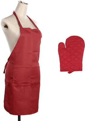 HFI Red Polyester, Cotton Kitchen Linen Set(Pack of 2)