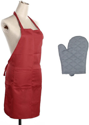 HFI Red, Grey Polyester, Cotton Kitchen Linen Set(Pack of 2)