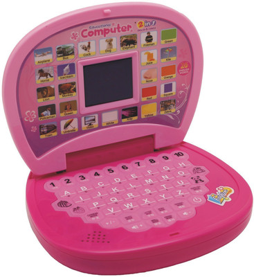 JV Global Learning Educational Computer ABC and Learning Kids Mini Laptop with LED Display and Music(Pink)