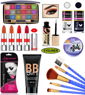 Lady FASHION Professional & Party Wear Exclusive Makeup Kit of 16 Items 09S20GT08(Pack of 16)