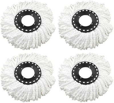 CLP Group Head Replace Refill Replacement Cloth Easy Washing Magic Mops 360 Degree Rotating Mop Head (Pack of 4) Refill(White)