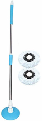 JSN Mop Rod Stick Stainless Steel with 2 Refill 360 Degree Rotating Pole Mop Rod(Blue)