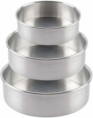 SHAAZI Round Aluminium Cake Baking Tins Aluminium Cake Mould 3(Pack of 3)