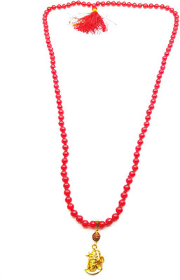 Raviour Lifestyle Raviour Lifestyle Lord Shiv Mahakal Shankar Mahadev shiv shakti Rudraksha Pendant With Red Hakik Agate 108 beads Mala For Men & Women For Good Health And Self Empowerment Brass Plated Dori Chain