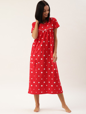 coupon slumber jill printed cotton nightdress fuchsia | Slumber Jill Women Nightshirts(Red)