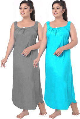 UNIQUE COLLECTONS Women Nighty Set(Blue, Grey)