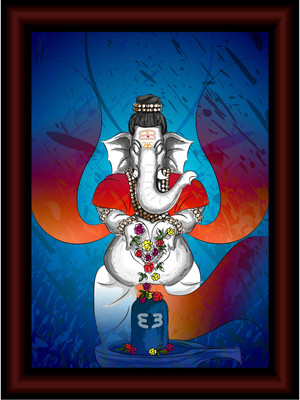 saf Ganesha Digital Reprint 11 inch x 14 inch Painting(With Frame)