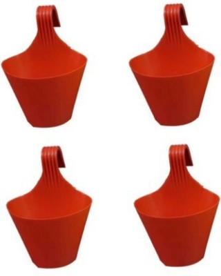 PPDECOR GLORY HOOK POT/HANGING RAILING POT 9 INCH( Pack of 4, External Height - 29 cm) For Garden Balcony Decor a372 Plant Container Set(Pack of 2, Plastic)